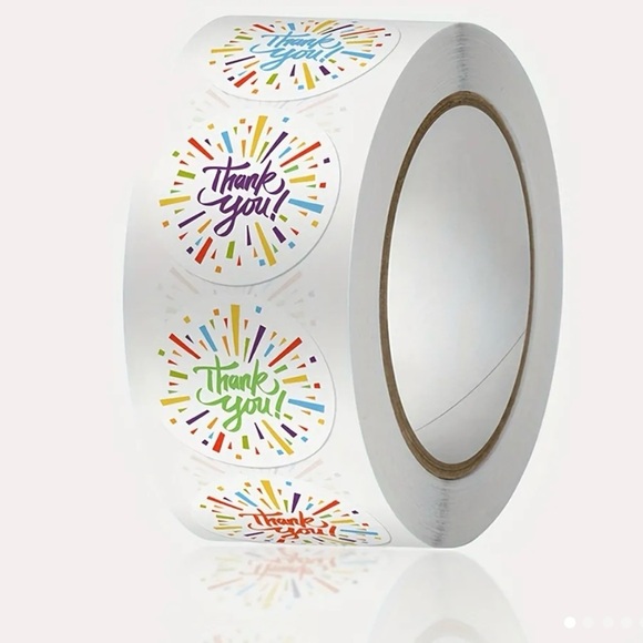 Roll of 500 Round Confetti Thank You Stickers Bright Colors. - Picture 6 of 6
